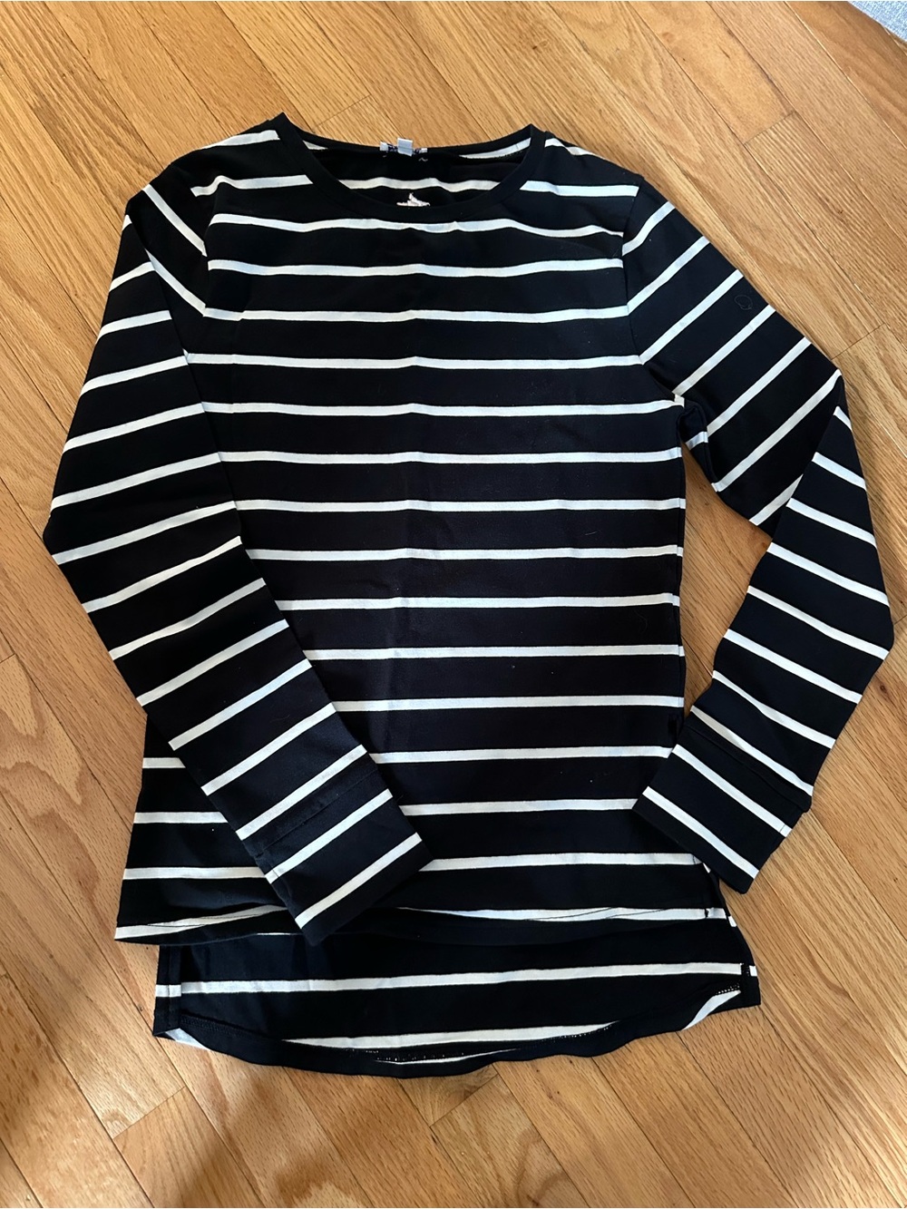 Rebel Athletic Women’s Black & White Striped Long-Sleeve Top